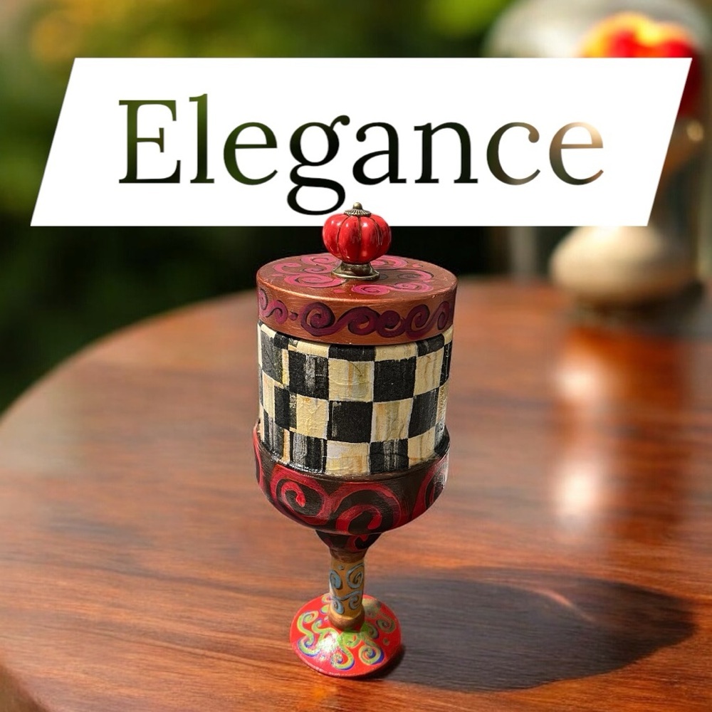 Colorful Checkered Decorative Trinket Jar, Mackenzie Child Inspired.